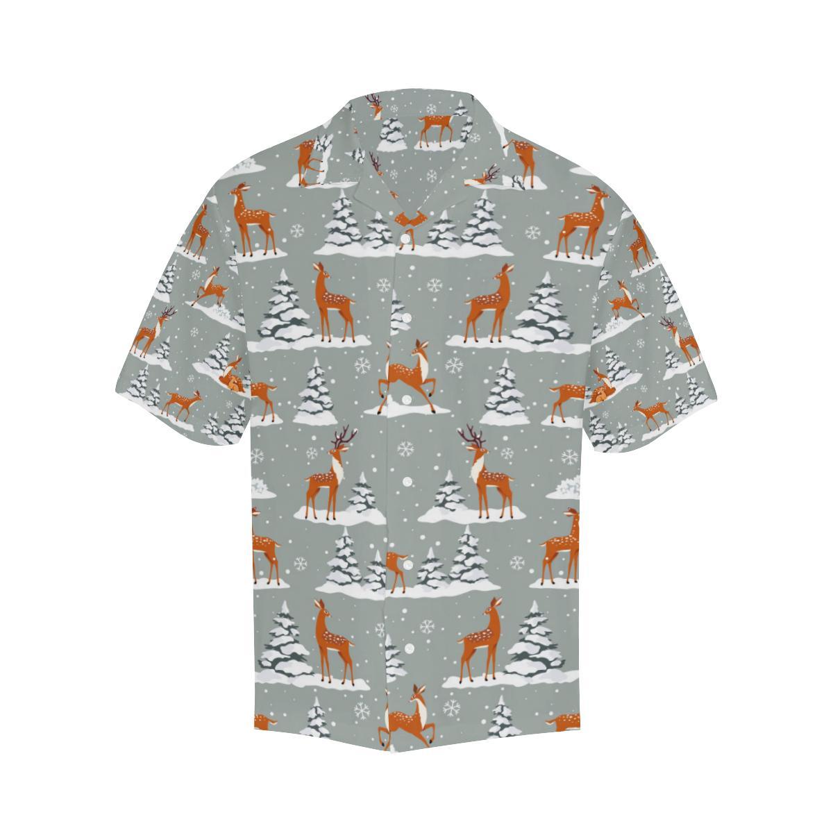 Beautiful Deers Winter Christmas Mens All Over Print Hawaiian Shirt