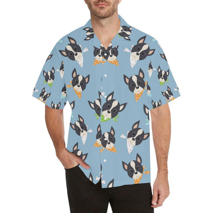 Cute Boston Terrier Pattern Mens All Over Print Hawaiian Shirt