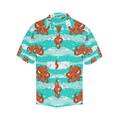 Octopuses Sea Wave Background Mens All Over Print Hawaiian Shirt