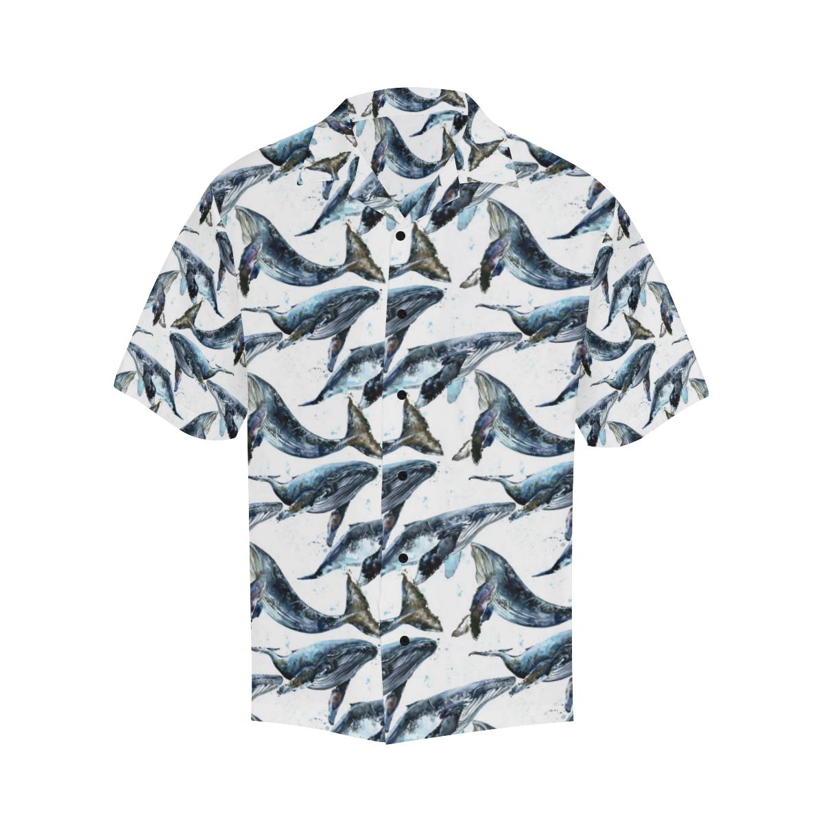 Blue Whale Pattern Print Design Hawaiian Shirt