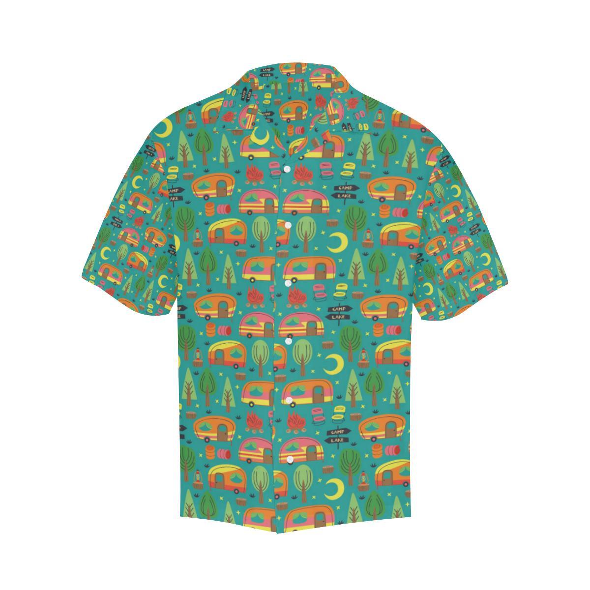 Camping Camper Pattern Print Design Hawaiian Shirt