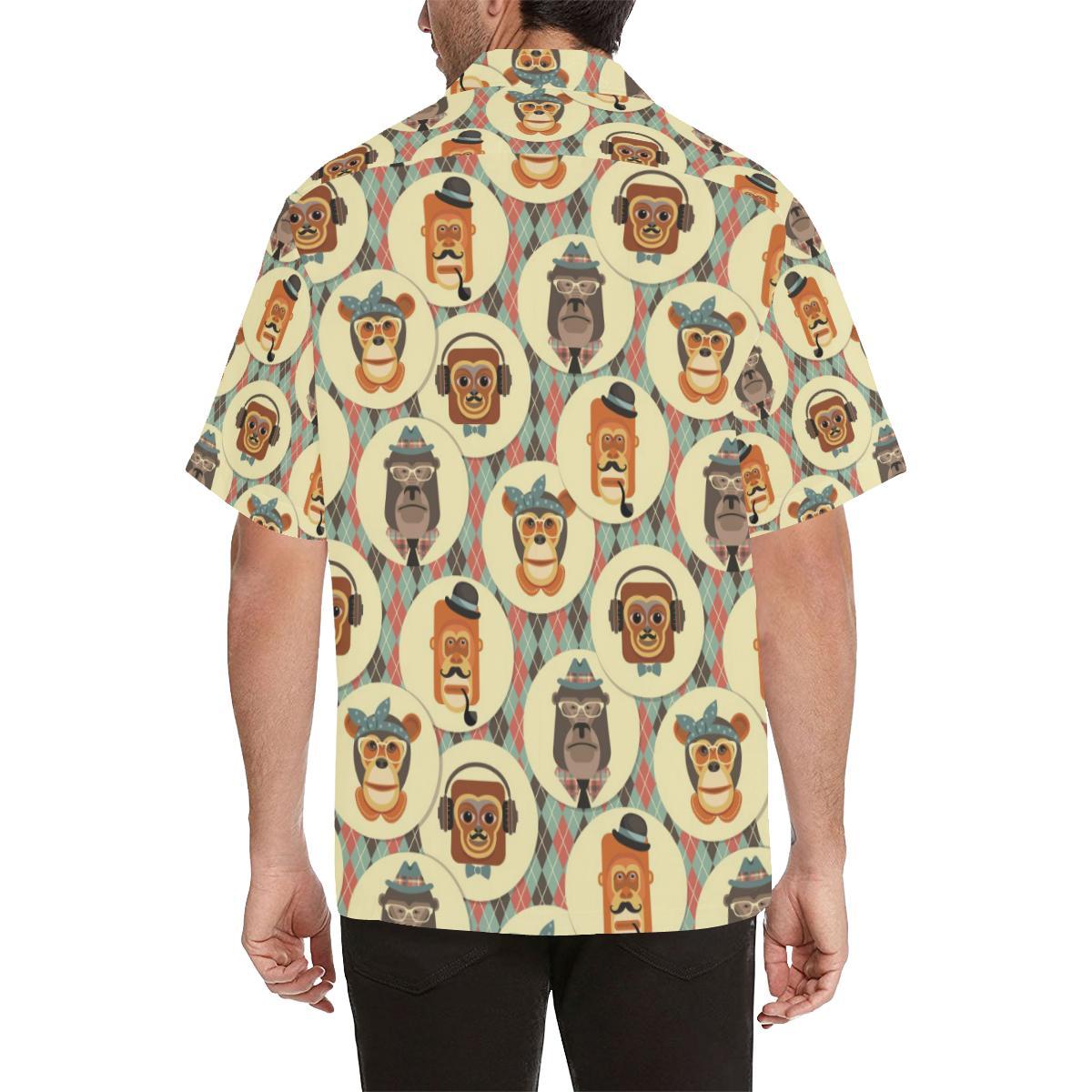 Monkey Pattern Mens All Over Print Hawaiian Shirt