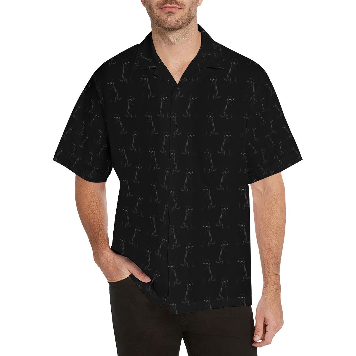 Black Cat Pattern Print Design Hawaiian Shirt