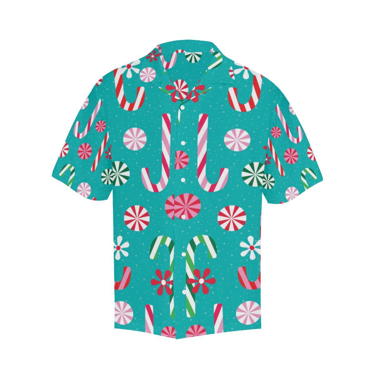 Christmas Candy Pattern Mens All Over Print Hawaiian Shirt