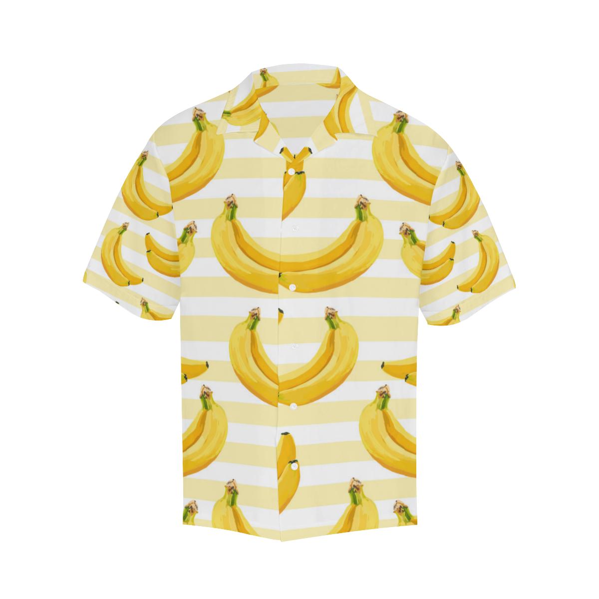 Banana Pattern Blackground Mens All Over Print Hawaiian Shirt