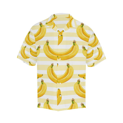 Banana Pattern Blackground Mens All Over Print Hawaiian Shirt