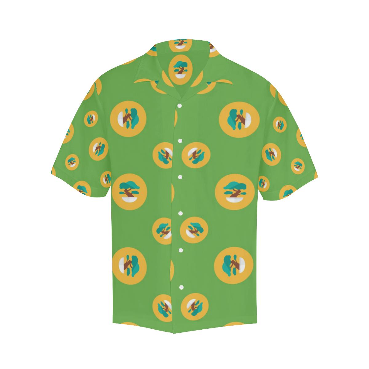 Bonsai Pattern Green Background Mens All Over Print Hawaiian Shirt