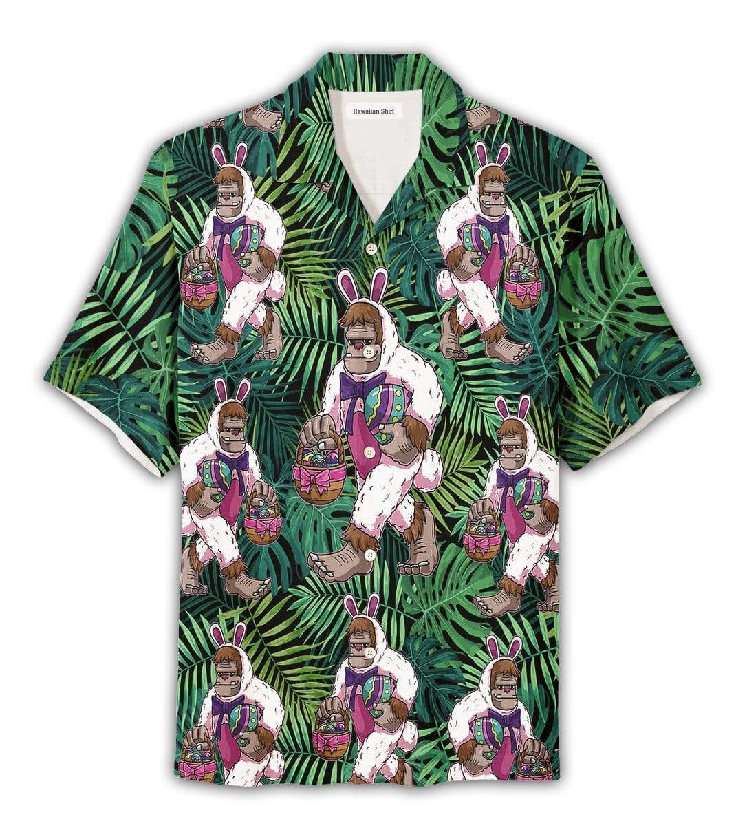 Bunny Bigfoot Carrying Egg Easter Day Hawaiian Aloha Shirts #Dh