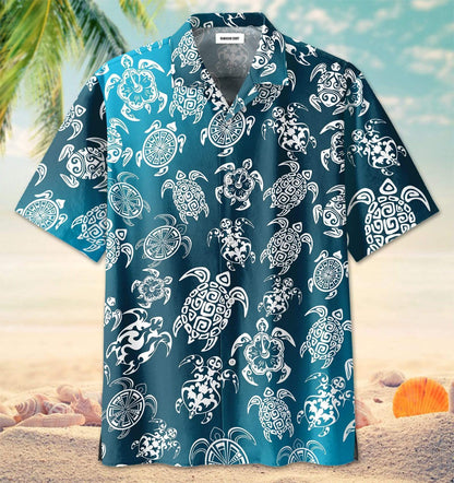 Blue Sea Turtle Honu Hawaiian Aloha Shirts #DH