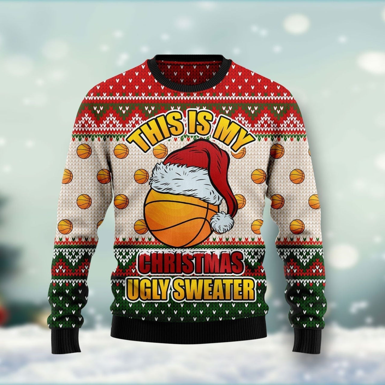 Basketball Winter Ugly Christmas Sweater 