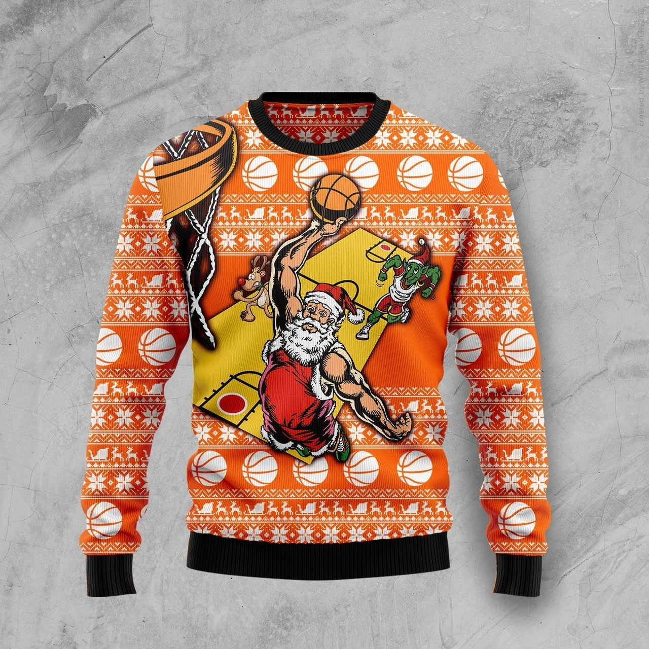 Basketball Santa Claus Ugly Christmas Sweater 