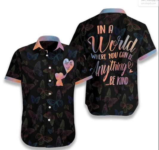 Be Kind Elephant and Butterfly Hawaiian Shirt | For Men & Women | Adult | HW2945