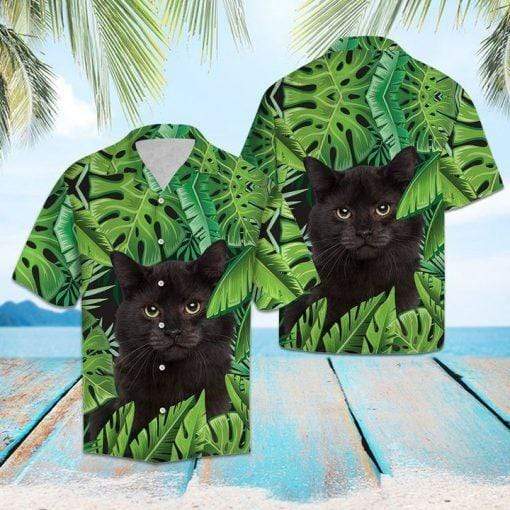 Beach Hawaii Black Cat Tropical Hawaiian Shirts #hl Unique Shirt