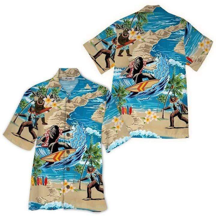 Amazing Bigfoot Surfing On Summer Island Hawaiian Aloha Shirts #Dh