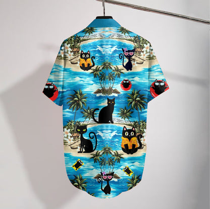 Black Cat Beach Hawaiian Shirt 3D