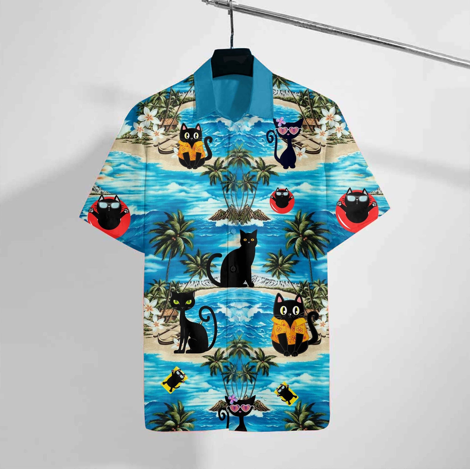 Black Cat Beach Hawaiian Shirt 3D