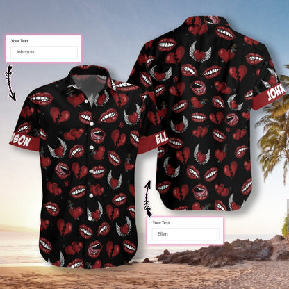 Black Valentine Seamless Pattern Custom Hawaiian Shirt