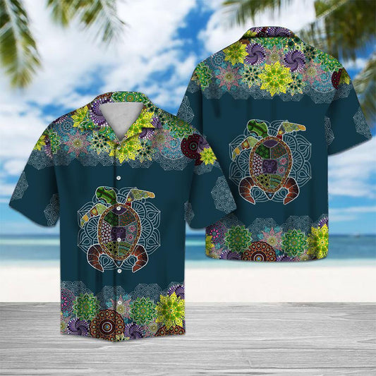 Blue Mandala Sea Turtle Hawaiian Shirt | For Men & Women | Adult | HW4324