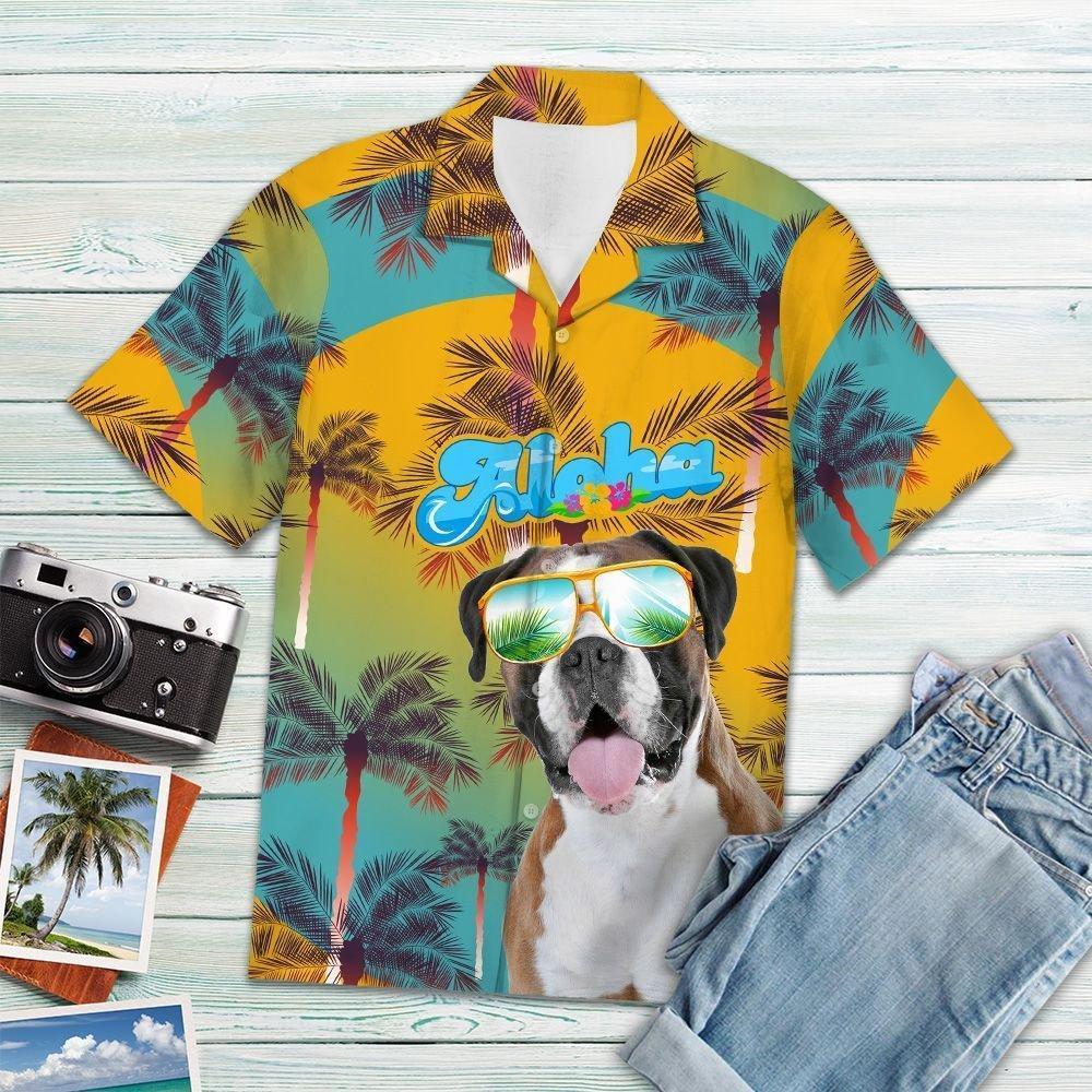 Boxer Aloha Summer Glasses Hawaiian Shirt