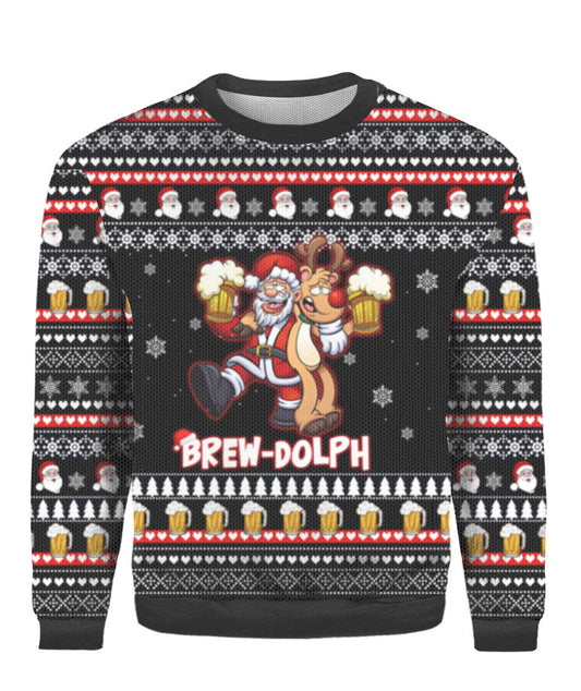 Brewdolph Reindeer Christmas Ugly Christmas Sweater 