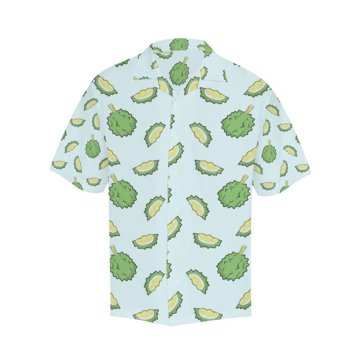 Durian Pattern Blue Background Mens All Over Print Hawaiian Shirt