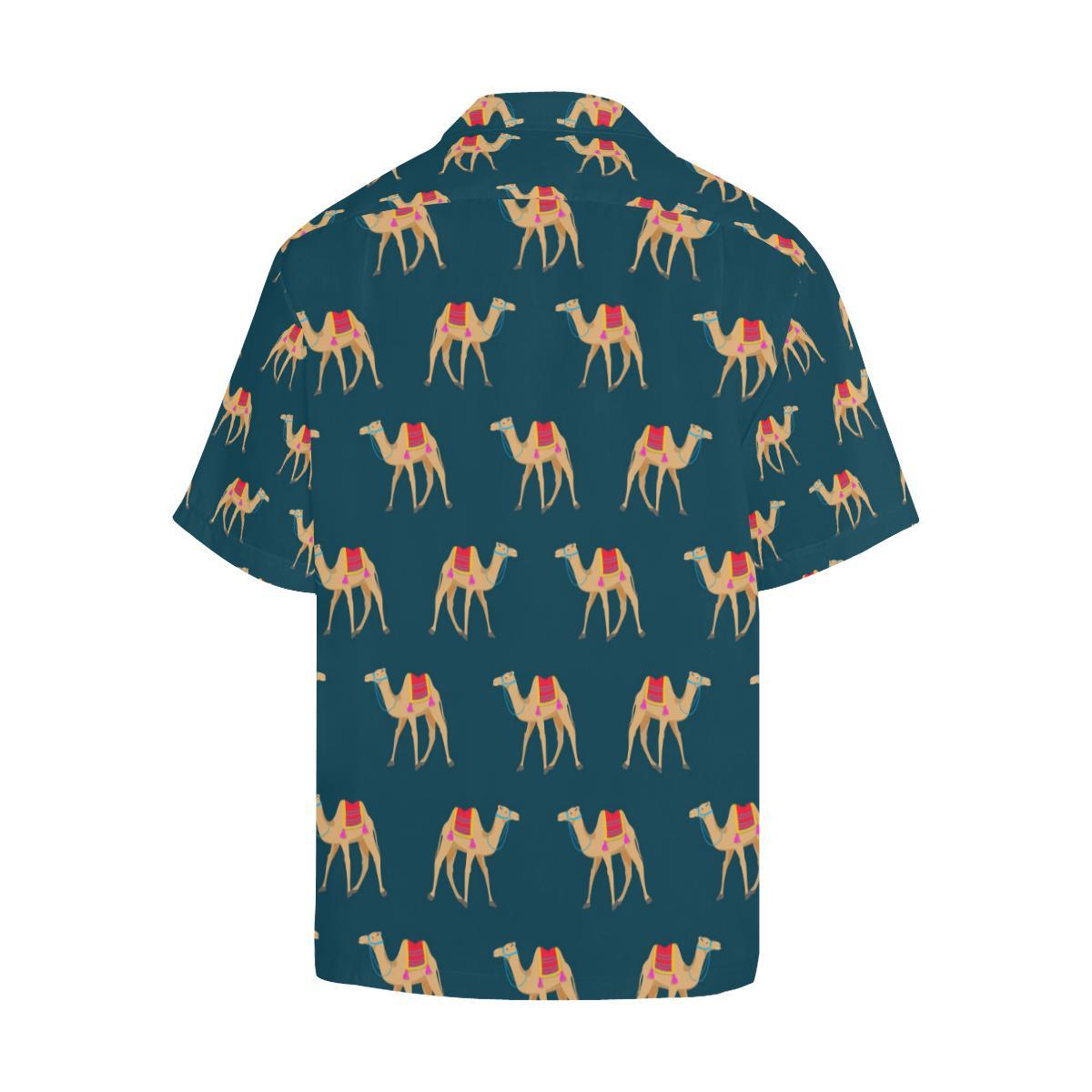 Camel Pattern Blue Blackground Mens All Over Print Hawaiian Shirt