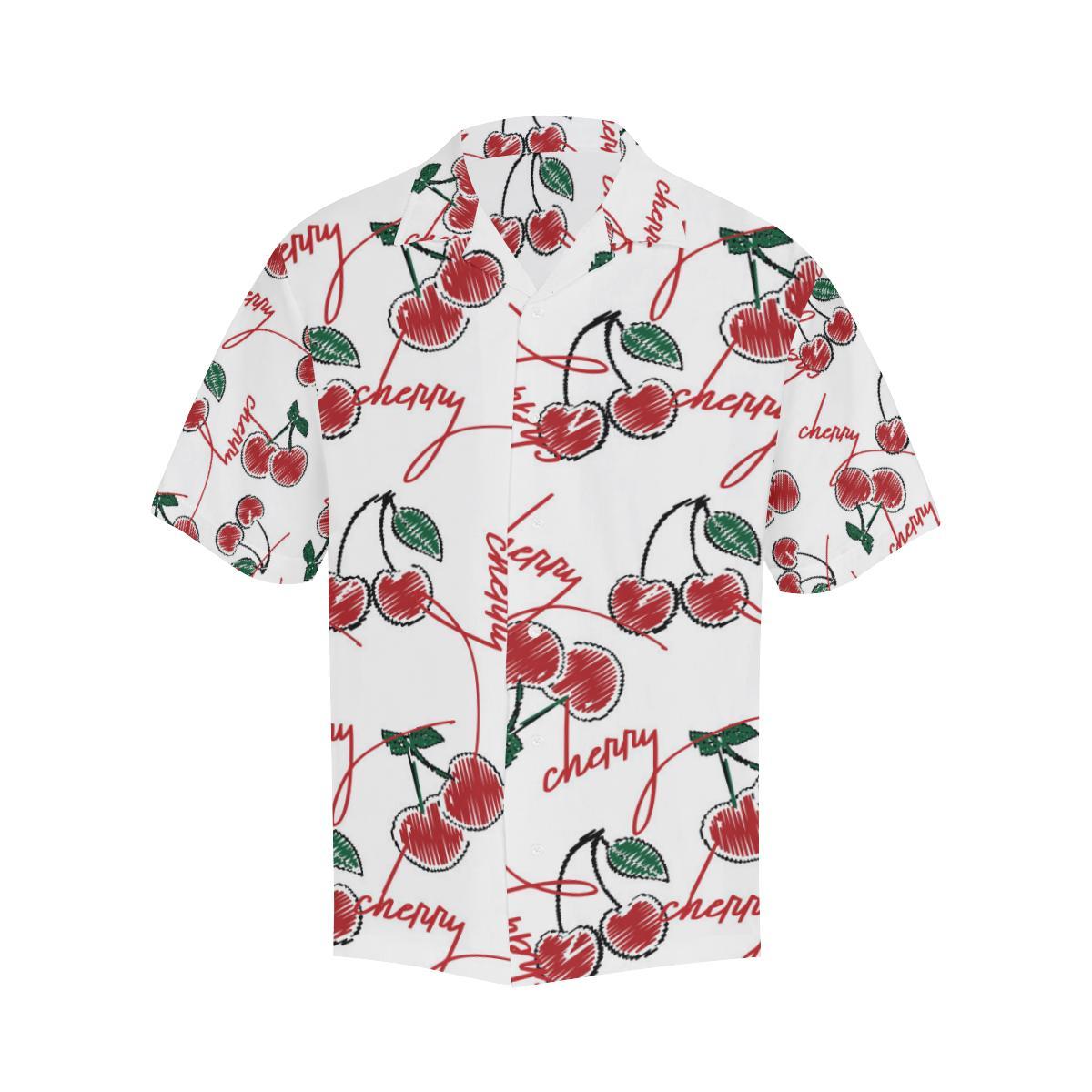 Hand Drawn Cherry Pattern Mens All Over Print Hawaiian Shirt