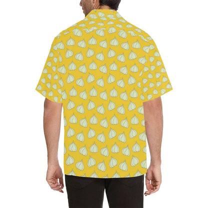 Garlic Pattern Yellow Background Mens All Over Print Hawaiian Shirt