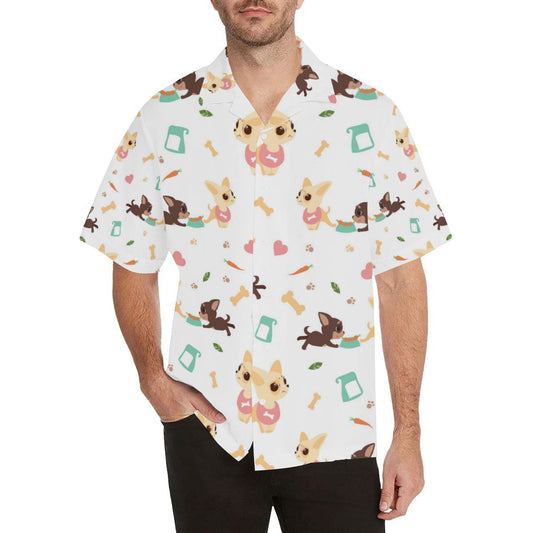 Cute Chihuahua Puppie Pattern Mens All Over Print Hawaiian Shirt