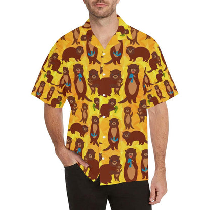 Otter Pattern Mens All Over Print Hawaiian Shirt