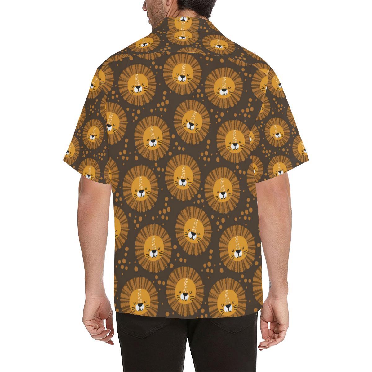 Lion Cartoon Pattern Print Design Hawaiian Shirt