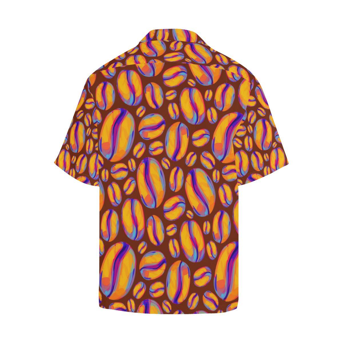 Coffee Bean Pattern Background Mens All Over Print Hawaiian Shirt
