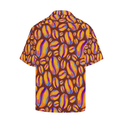 Coffee Bean Pattern Background Mens All Over Print Hawaiian Shirt