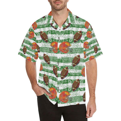 American Football Ball Helmet Pattern Mens All Over Print Hawaiian Shirt