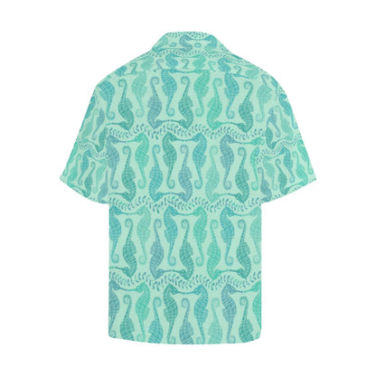 Seahorse Green Pattern Mens All Over Print Hawaiian Shirt