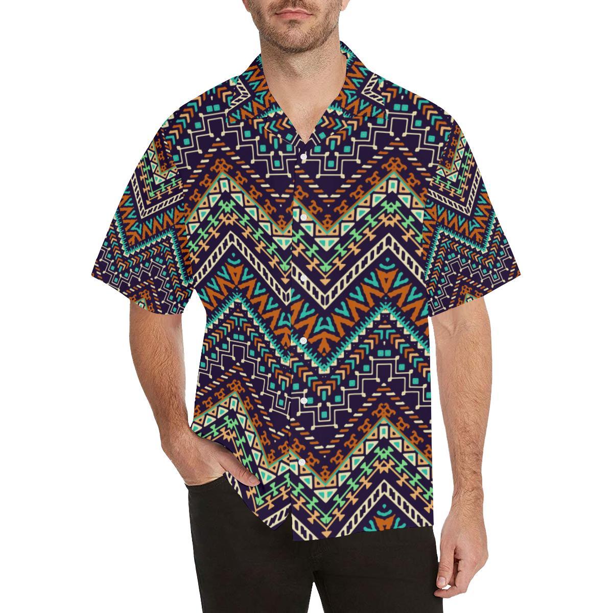 Zigzag African Afro Dashiki Adinkra Kente Mens All Over Print Hawaiian Shirt