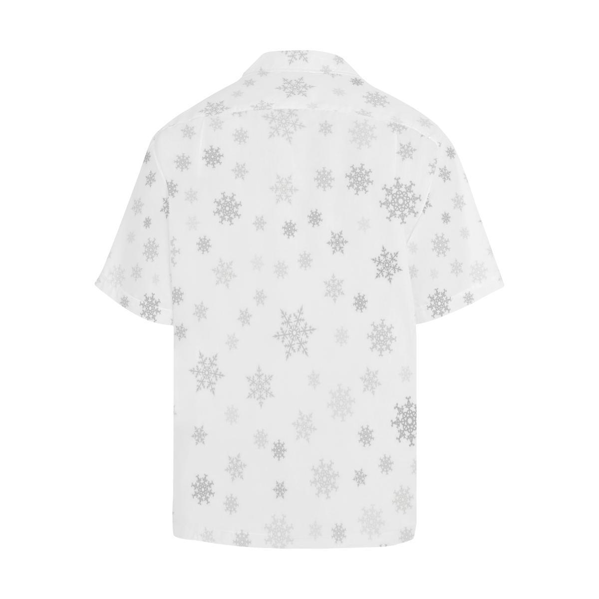 Snowflake Pattern White Background Mens All Over Print Hawaiian Shirt