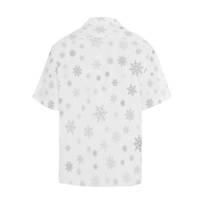 Snowflake Pattern White Background Mens All Over Print Hawaiian Shirt