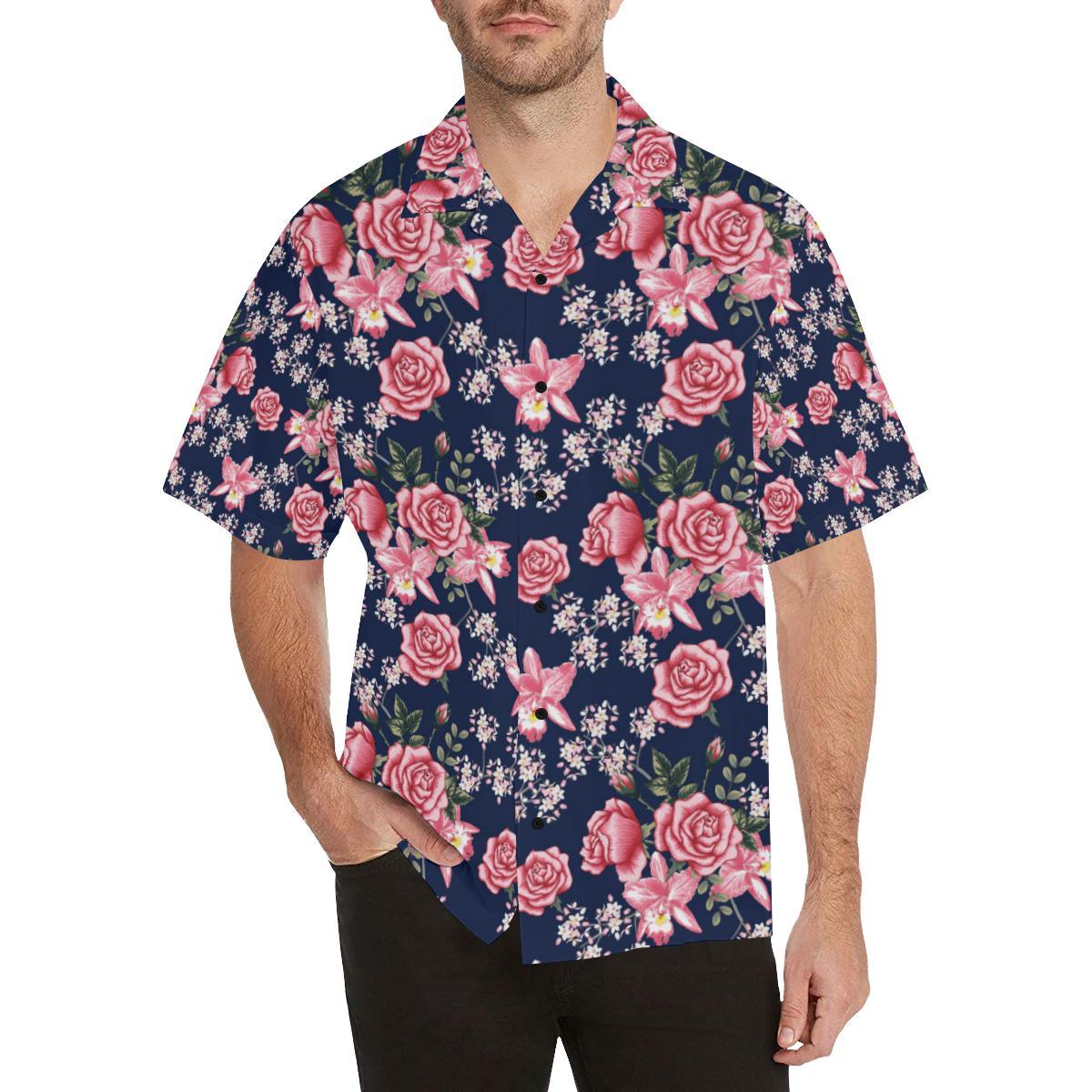 Rose Pattern Print Design A Hawaiian Shirt