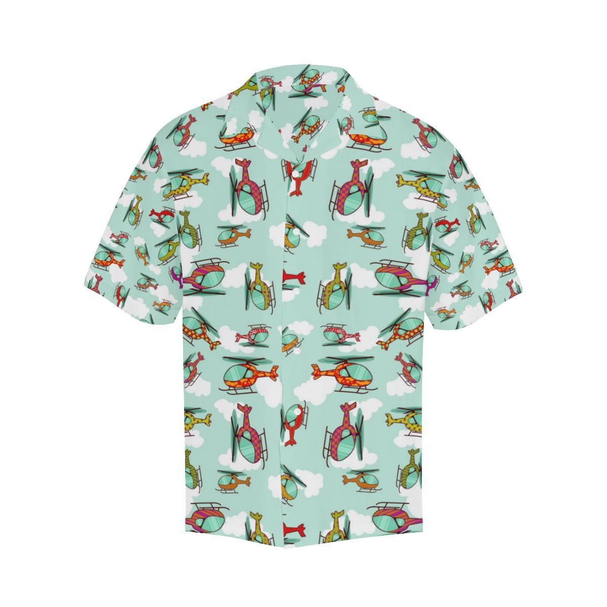 Helicopter Design Pattern Mens All Over Print Hawaiian Shirt