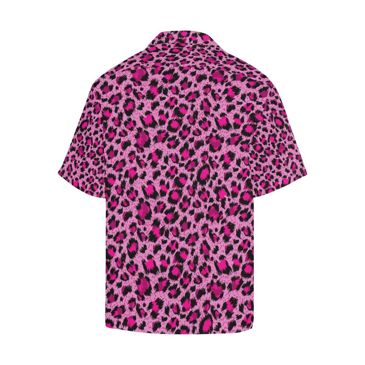 Pink Leopard Skin Texture Pattern Mens All Over Print Hawaiian Shirt