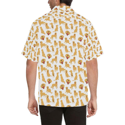 Golden Retriever Pattern Print Design 05 Mens All Over Hawaiian Shirt