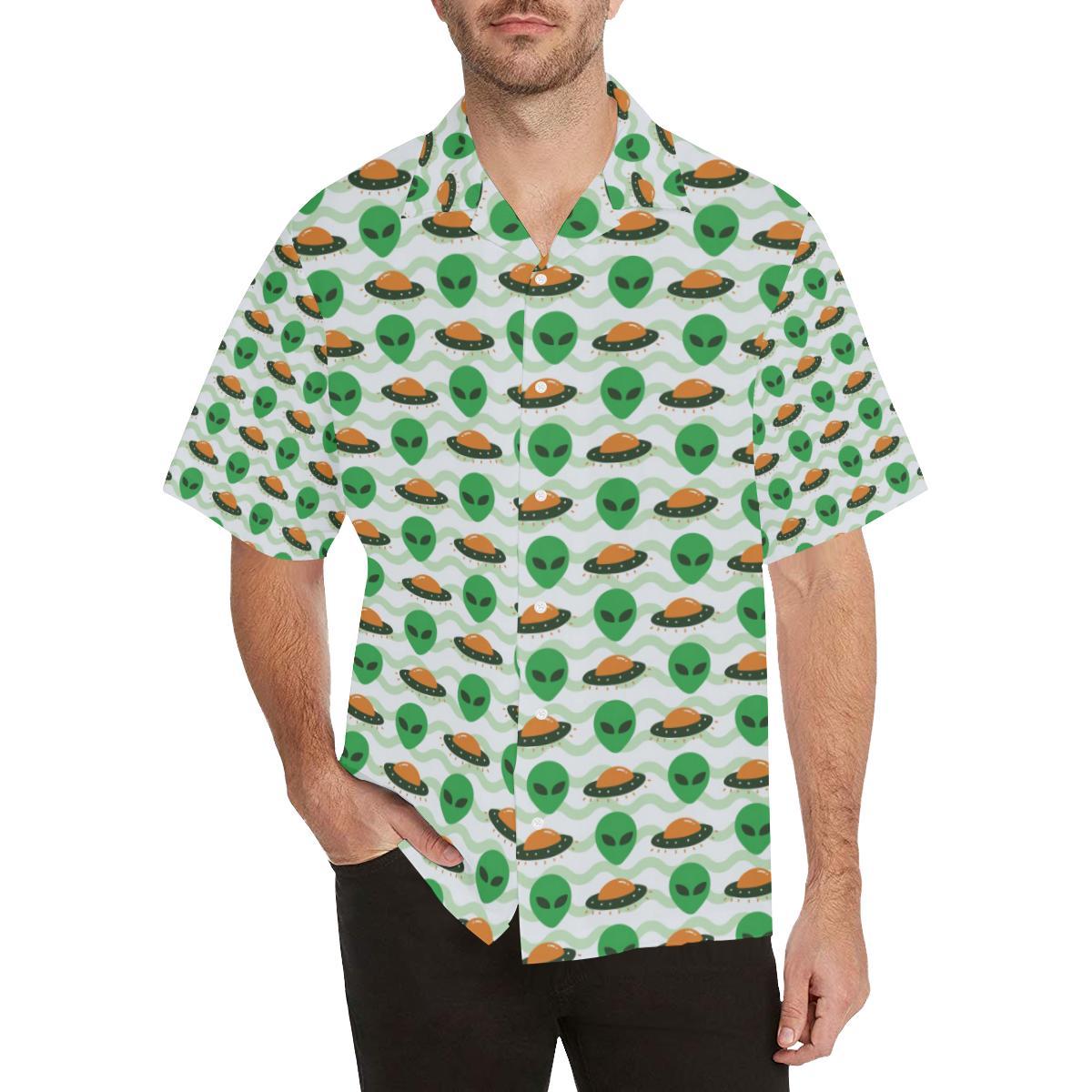 Alien Pattern Print Design 02 Mens All Over Hawaiian Shirt