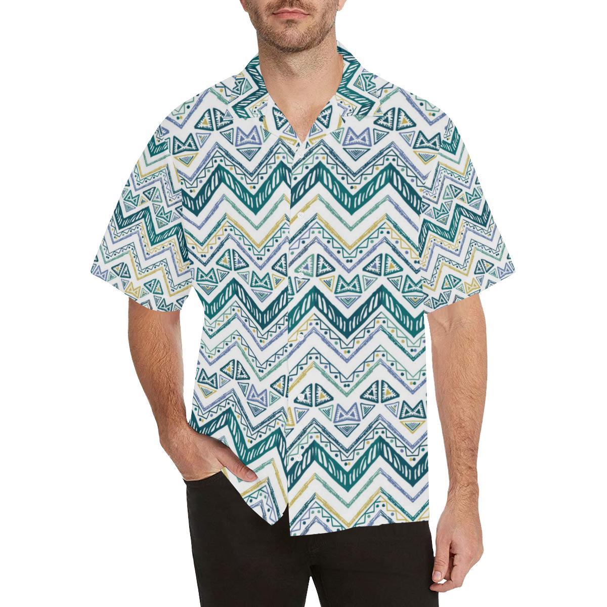 Zigzag Chevron Paint Design Pattern Mens All Over Print Hawaiian Shirt