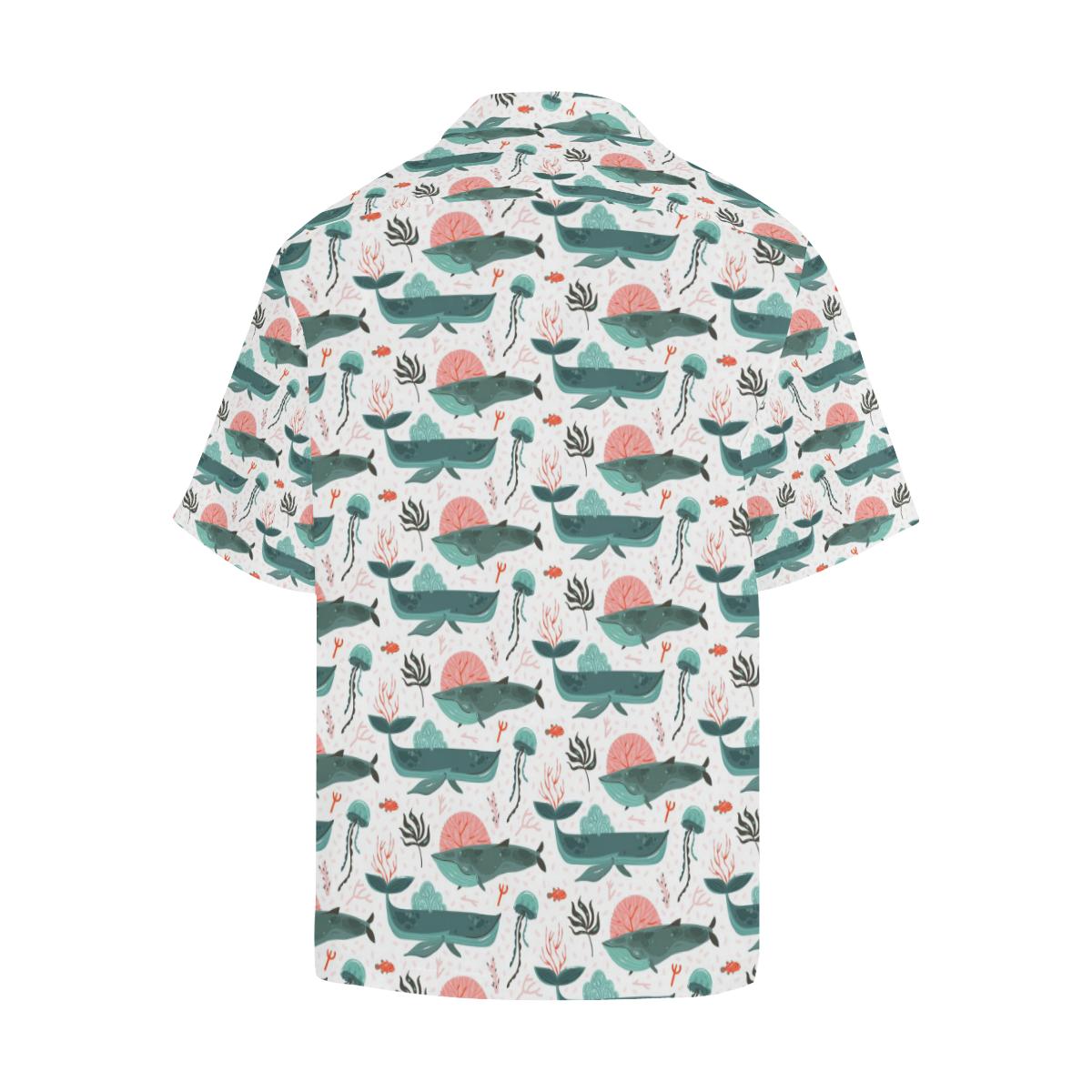 Whale Jelly Fish Pattern Mens All Over Print Hawaiian Shirt