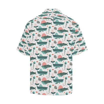 Whale Jelly Fish Pattern Mens All Over Print Hawaiian Shirt