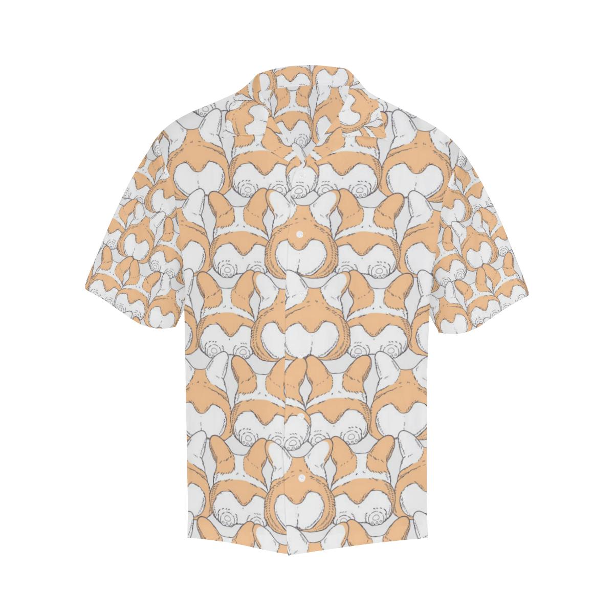 Corgi Bum Pattern Mens All Over Print Hawaiian Shirt