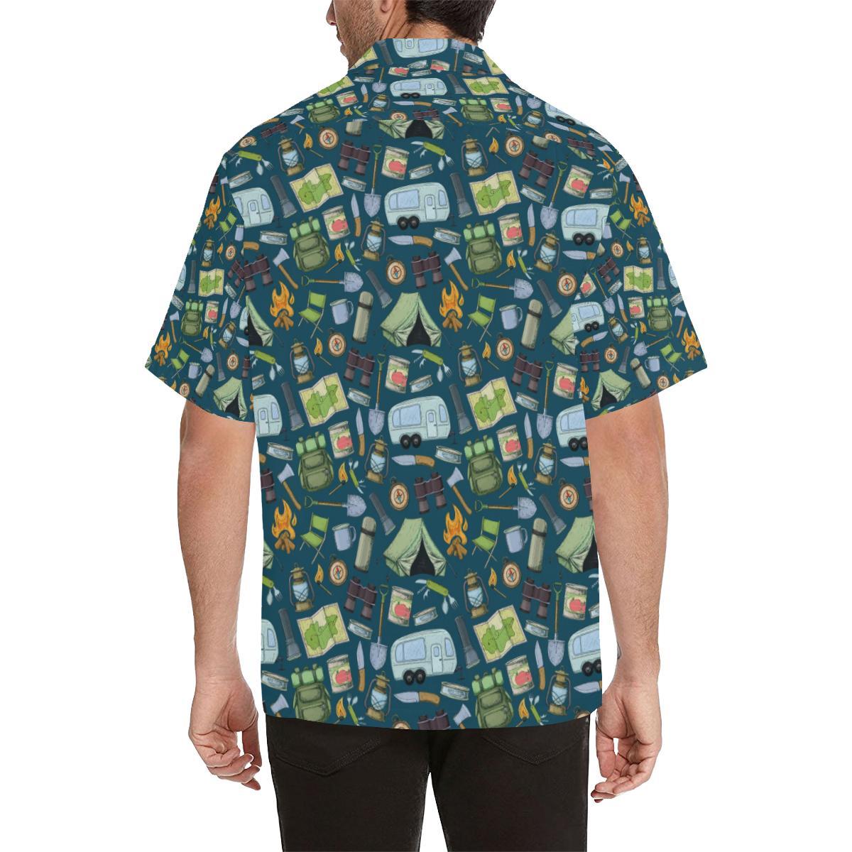 Camping Pattern Print Design Hawaiian Shirt