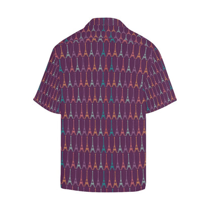 Eiffel Tower Pattern Print Design 05 Mens All Over Hawaiian Shirt