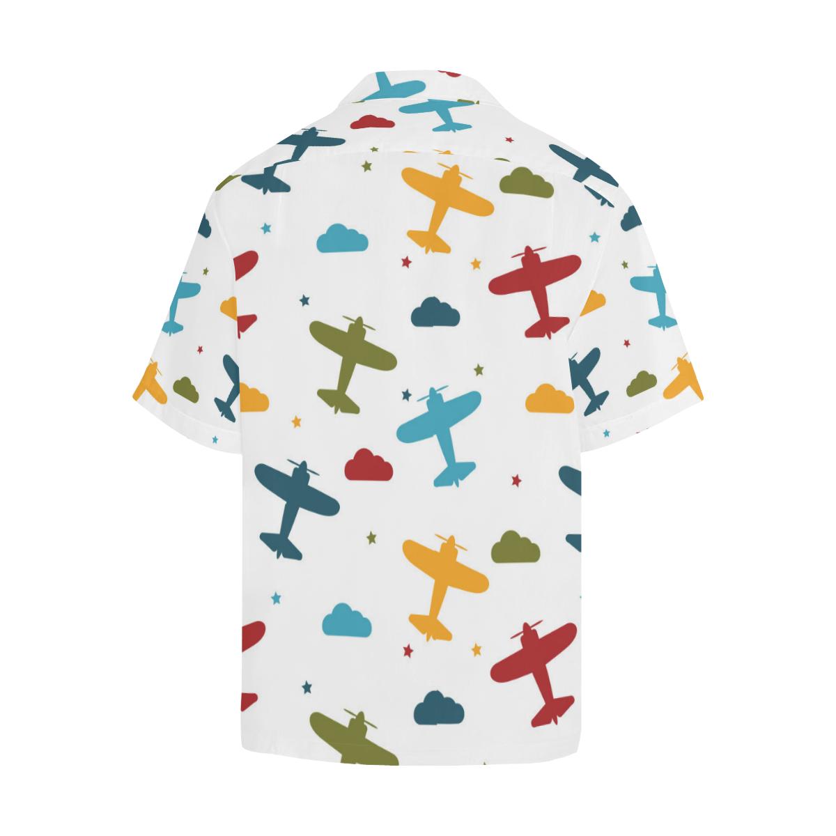 Airplane Star Cloud Colorful Mens All Over Print Hawaiian Shirt